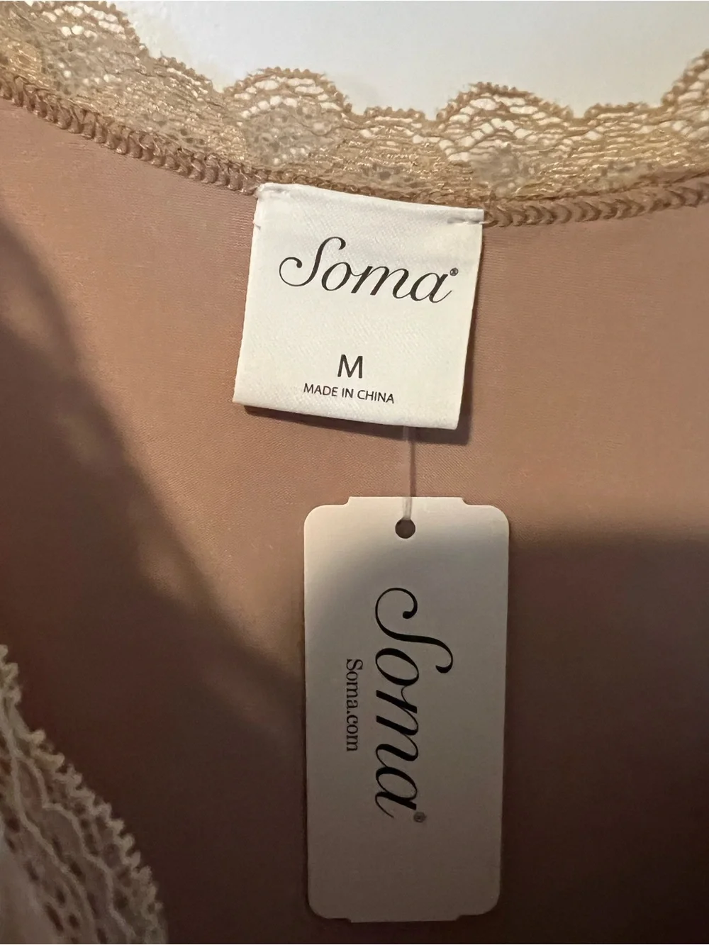 Soma Lace Camisole Tank Top in Tan size M